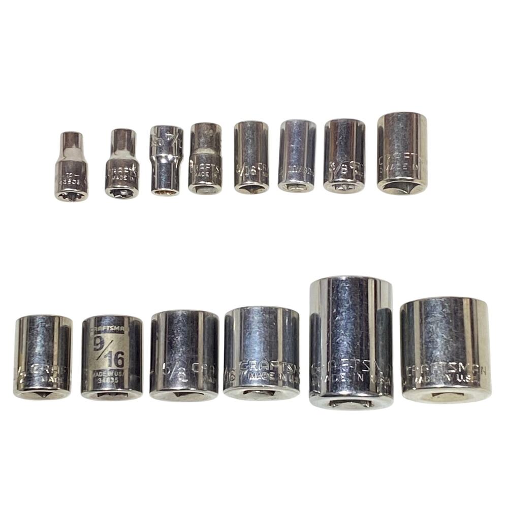 Craftsman 14 Pc Socket Set 1/4" 1/2" Drive 3/16-13/16" SAE 12 Pt Shallow